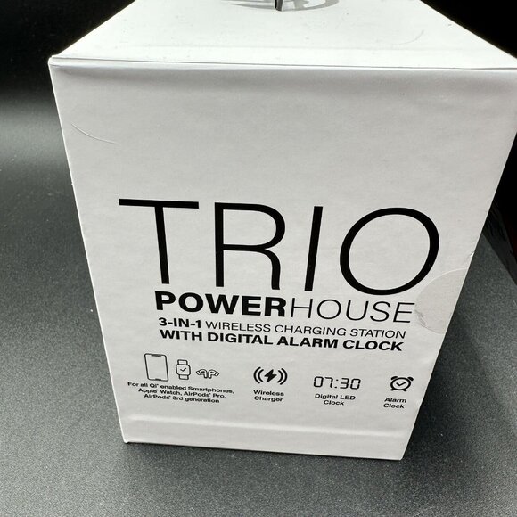 Wireless Charging Station W/ Alarm Clock 3-in-1 Qi Apple Watch AirPods iPhone - Picture 6 of 8